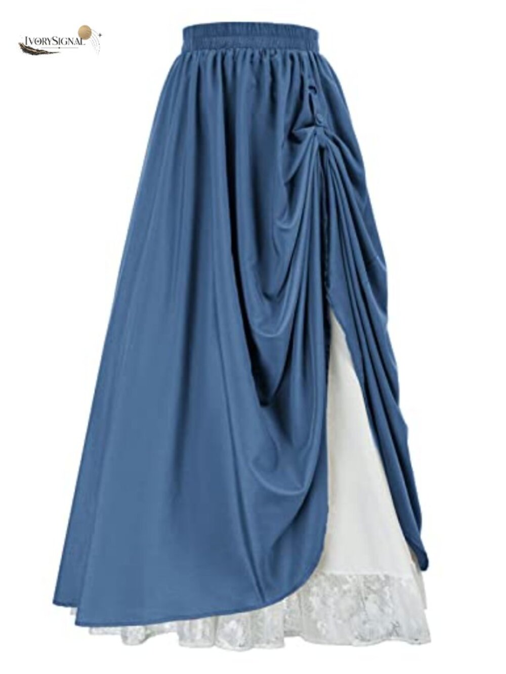 Double Layered Medieval Renaissance Fairy Maxi Skirt A-Line Flowy Long